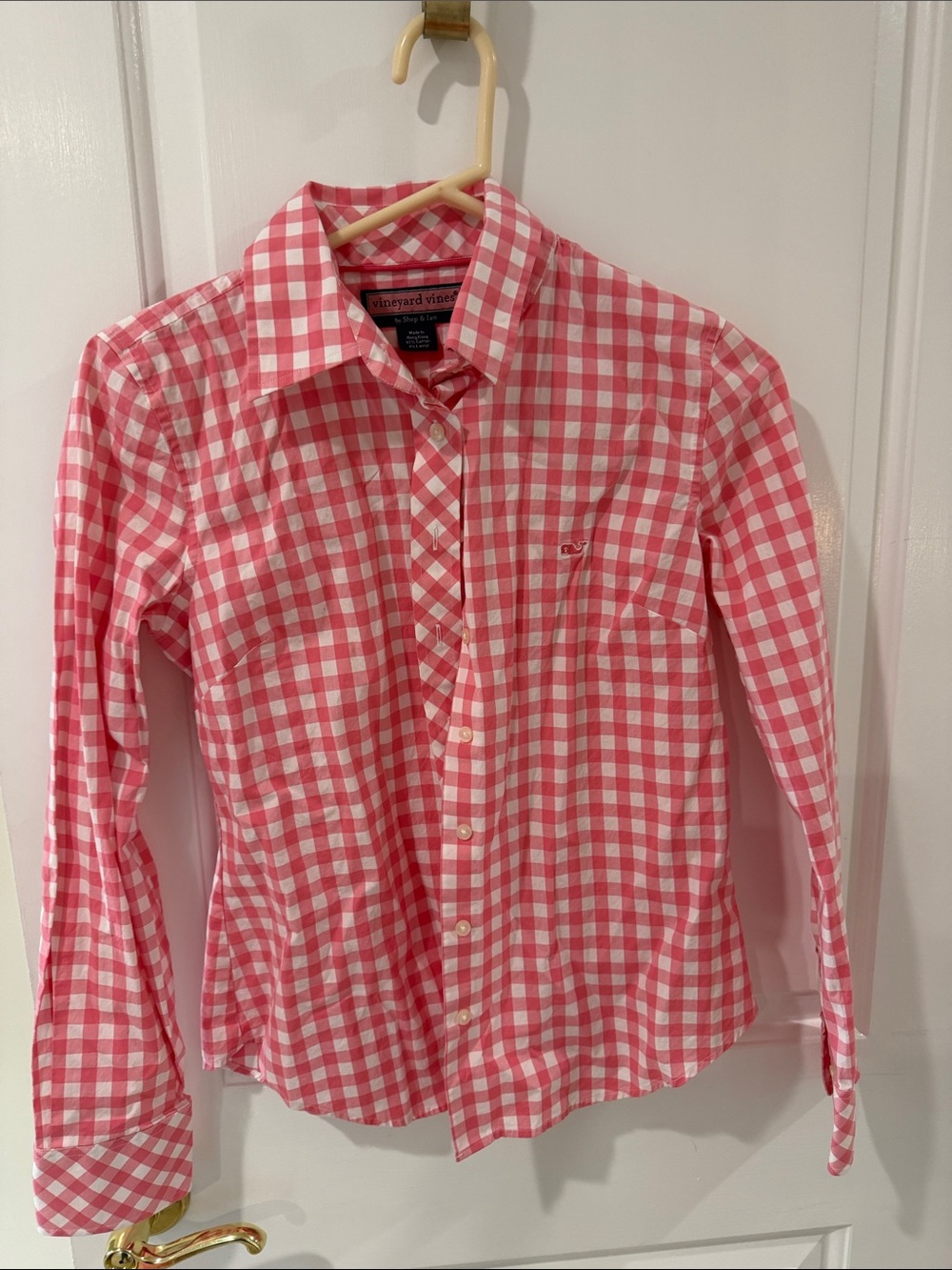 Vineyard Vines womans Pink Gingham Button-Down Shirt